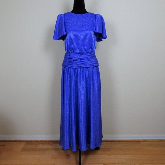 R&M Richards Dress Mother of Bride Women's Size 14 Purple Midi Elegant - Picture 1 of 6